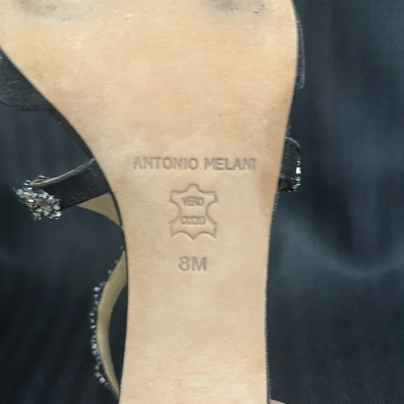 Silver Strappy 3” Heels with rhinestone straps Antonio Melani - Picture 4 of 11